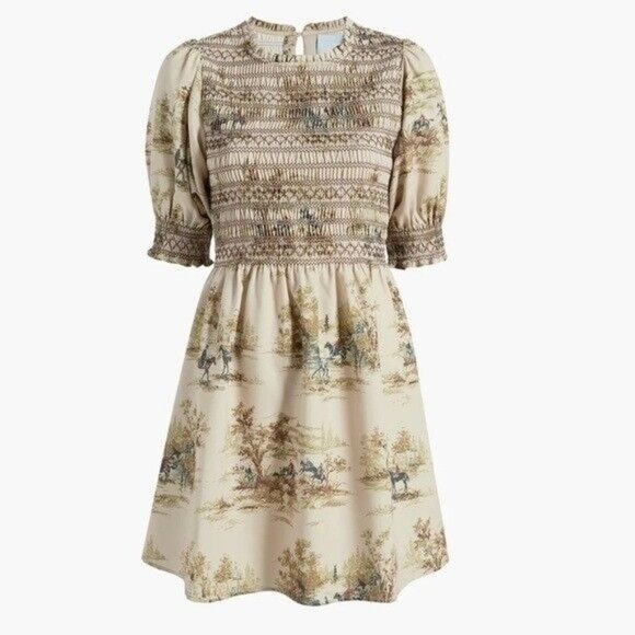 Hill House Vivi Nap Dress in Equestrian Toile stretch crepe size small - Picture 2 of 8